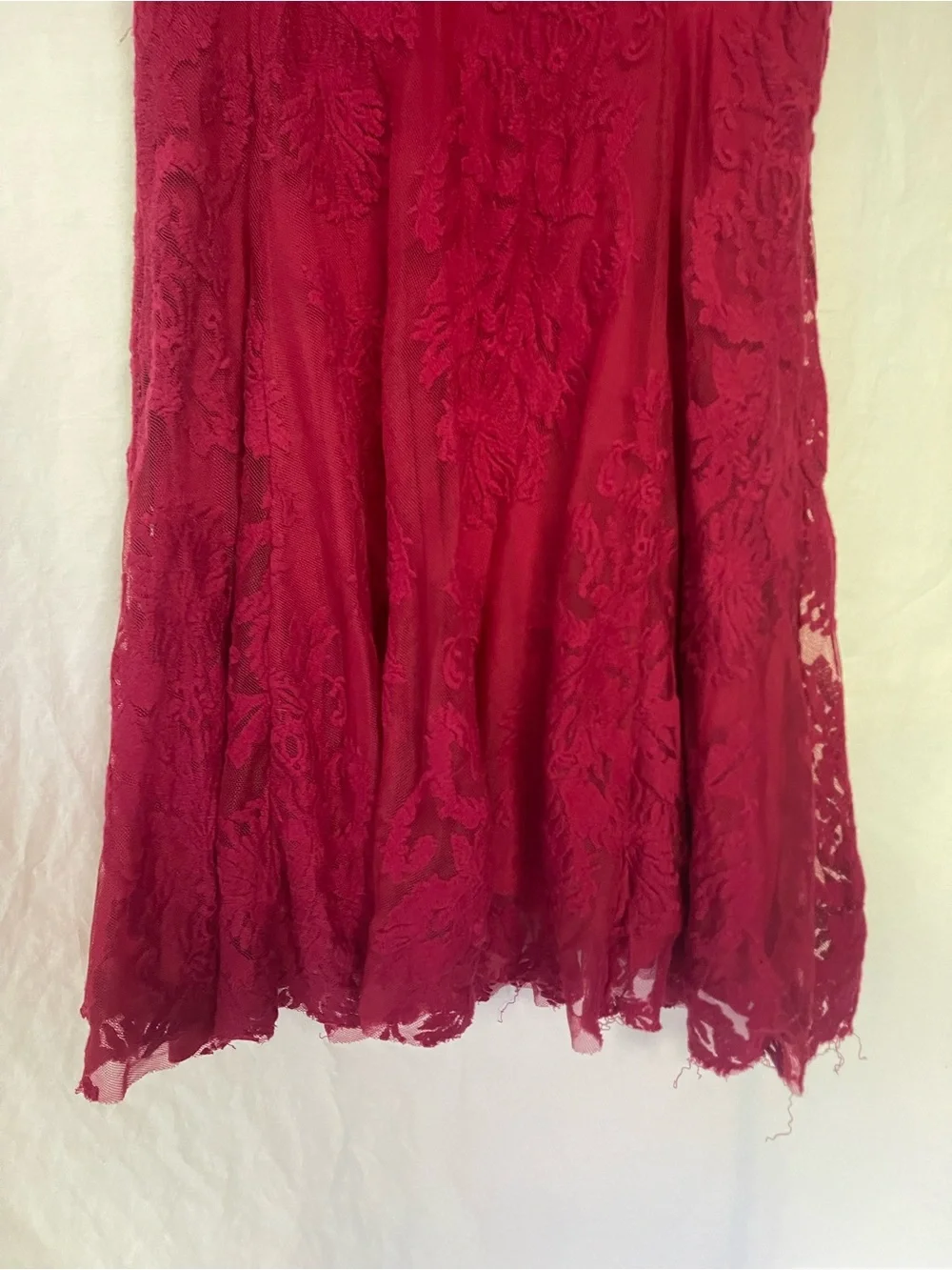 Free People Boho berry Lace Slip Dress V-Neck Mesh Mini Dress Size 6 indie date